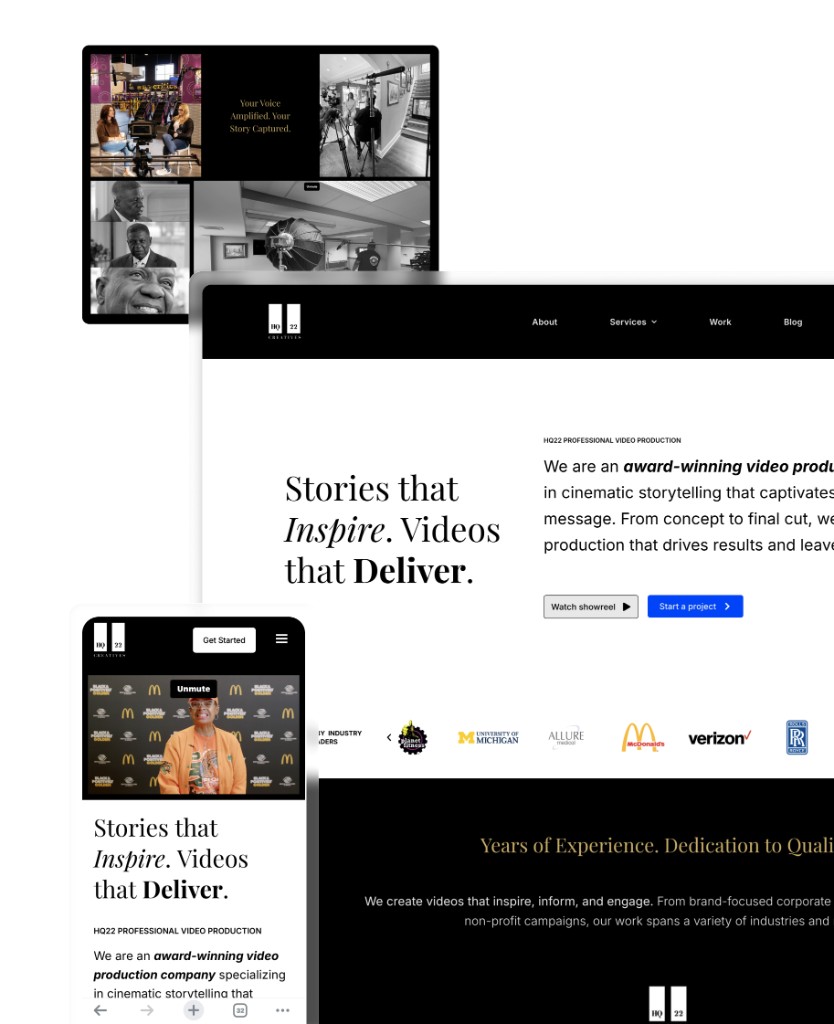 HQ22 Creatives website design