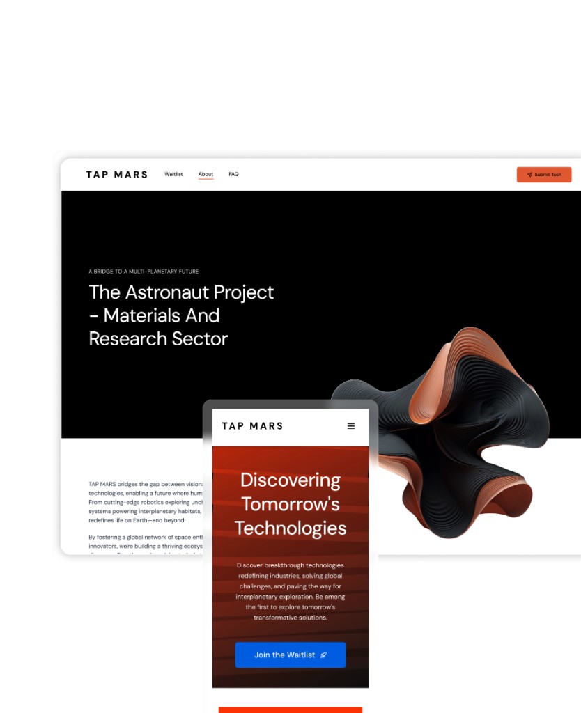 TAP MARS website design